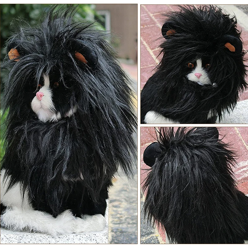 Halloween Lion Mane Wig Pet Costume Plush Realistic Funny Cosplay Clothes for Dogs Cats