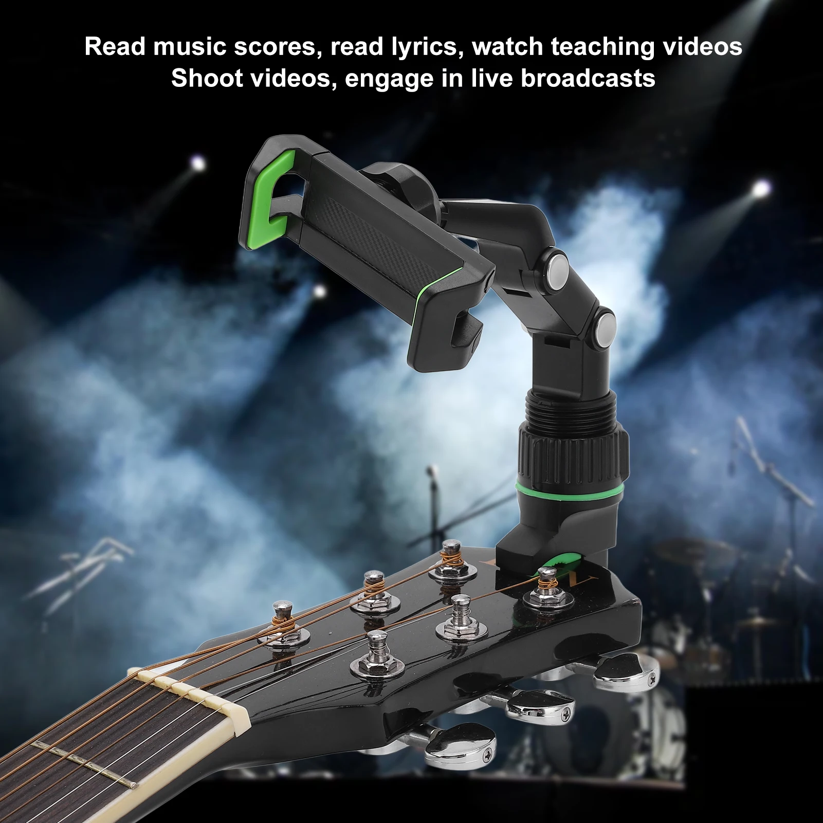 ZK30 Guitar Head Phone Holder Mount for Teaching Video Recording 10Pcs Picks Wiping Cloth