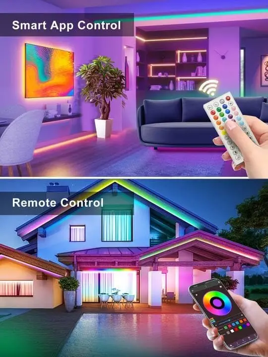 100FT Music Sync RGB LED Neon Rope Lights with Remote & App Control, Waterproof Outdoor Strip for Bedroom, Party Decor