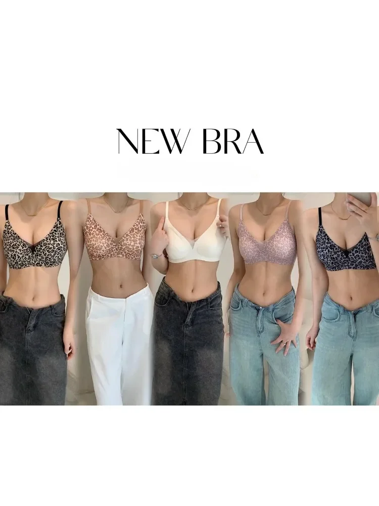 

YUQI сексуальный бюстгальтер пуш-ап с v-образным вырезом и леопардовым принтом, 4-рядный крючок, без косточек, без следов, французская сетчатая майка, легкий комфорт