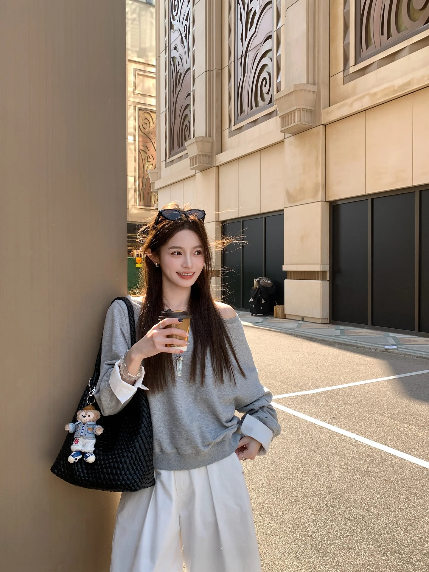 

FF BLUE Женская повседневная толстовка с асимметричным дизайном на плечах, 100% хлопок, новая, свободного кроя, с длинными рукавами