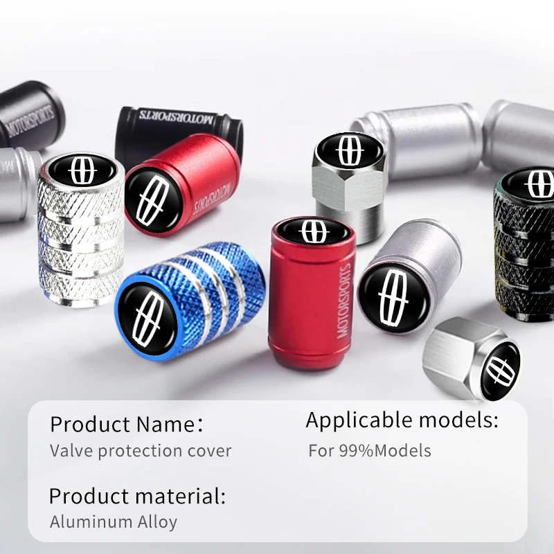 New 4Pcs Car Wheel Tire Valve Caps Air Stem Covers Accessories For Lincoln Navigator MKZ MKX Corsair Flyer Aviator Continental view 6