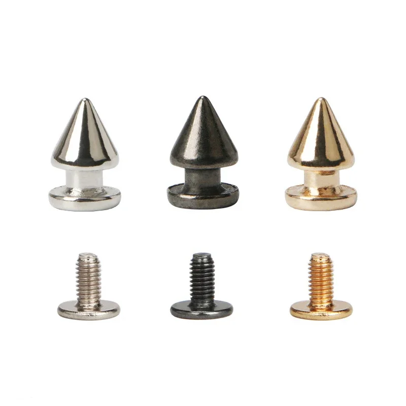 7.5*11.5mm 100sets Zine Alloy Punk Spike Tower Type Cone Spots Studs Leathercraft Rivets Bullet Spikes for Leather