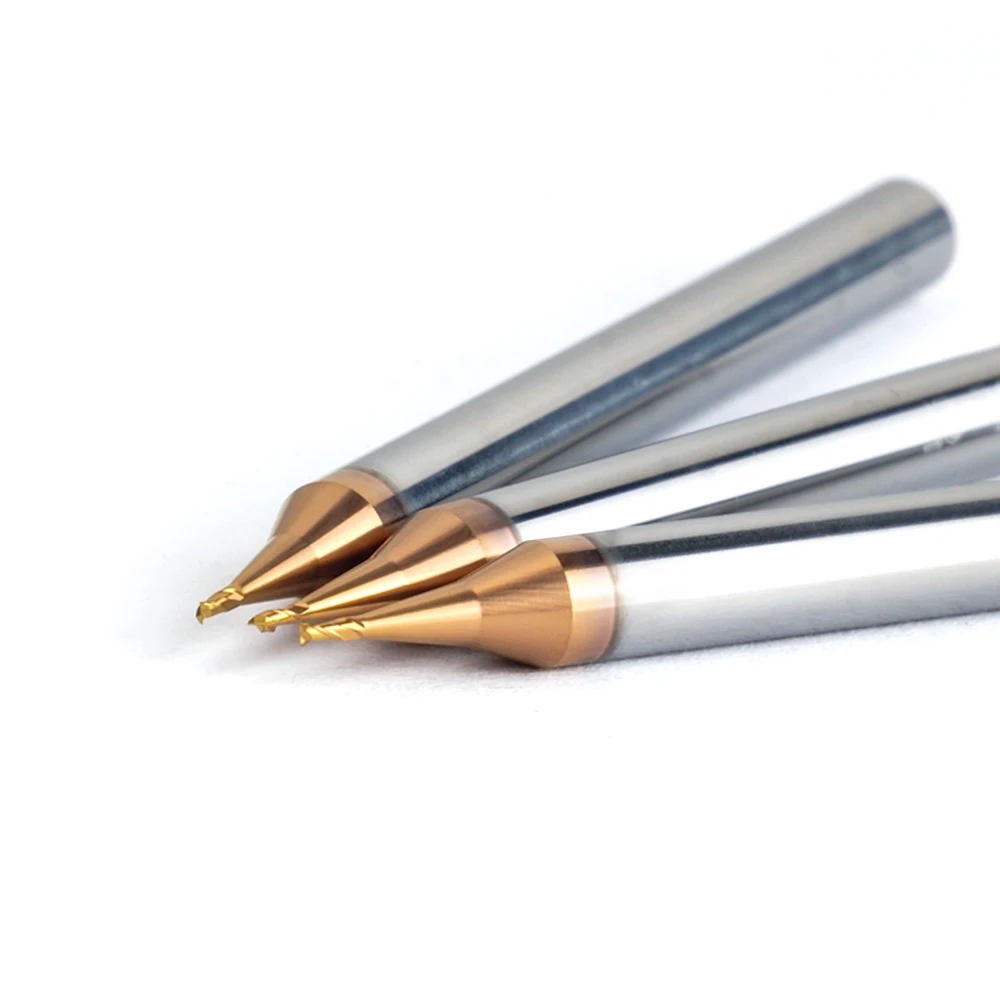 Imagem -06 - Augt-moinho de Extremidade Plana Micro Carbide de Tungstênio Cnc Router Bit Ticn Revestido Flauta Metal Mini Fresa Hrc60 mm Shank 0.20.9 mm