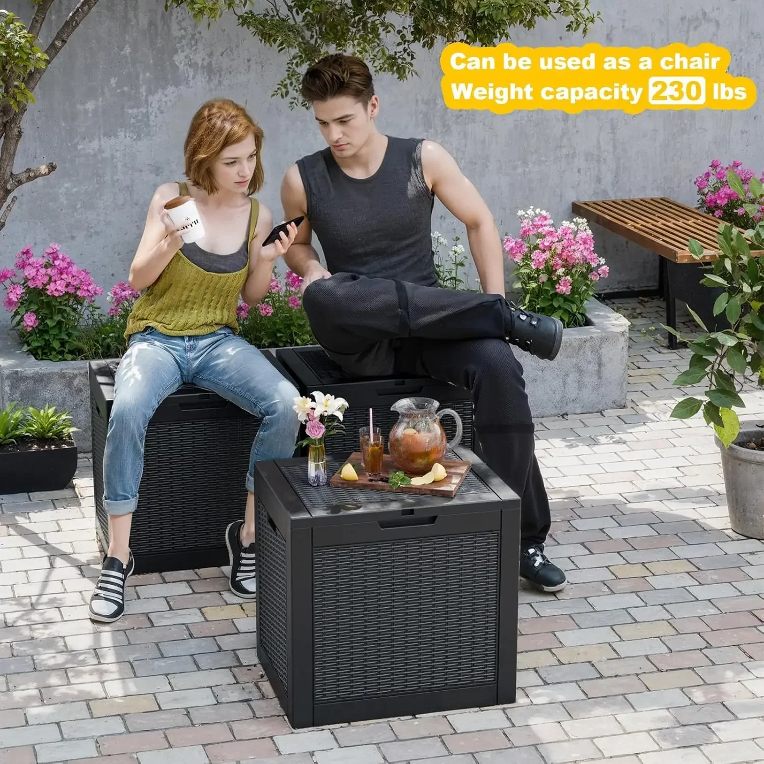 31 Gallon Waterproof Outdoor Storage Box,Resin Deck Box,Lockable Outside Storage Box Container for Patio Furniure,Garden,Pool To