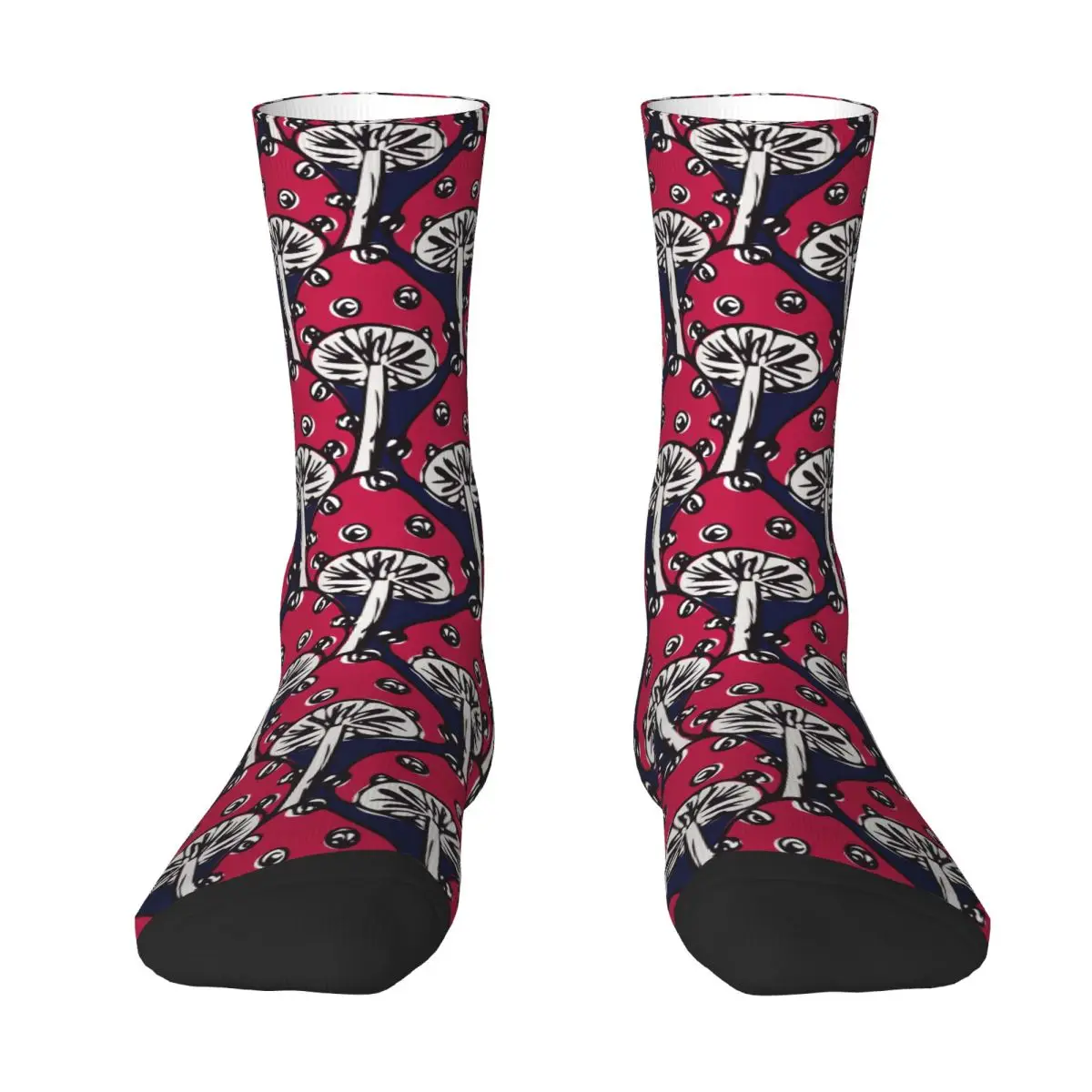 Amanita Mushrooms Socks Autumn Sketch Stockings Fashion Unisex Breathable Socks Custom Skateboard Non-Slip Socks