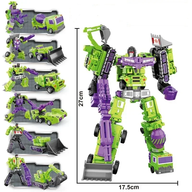 Mini Devastator Robot Action Figure, Modelo 6 em 1, Brinquedos de Peças Metálicas, Melhor Presente para Criança, Criança, Novo, Ko, 27cm