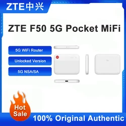 ZTE F50 5G 포켓 Ufi 5G 무선 와이파이 라우터, Sub-6 SA/NSA N1/5/8/28/41/78 4G Cat15 2.4G/5G 와이파이 (배터리 없음)