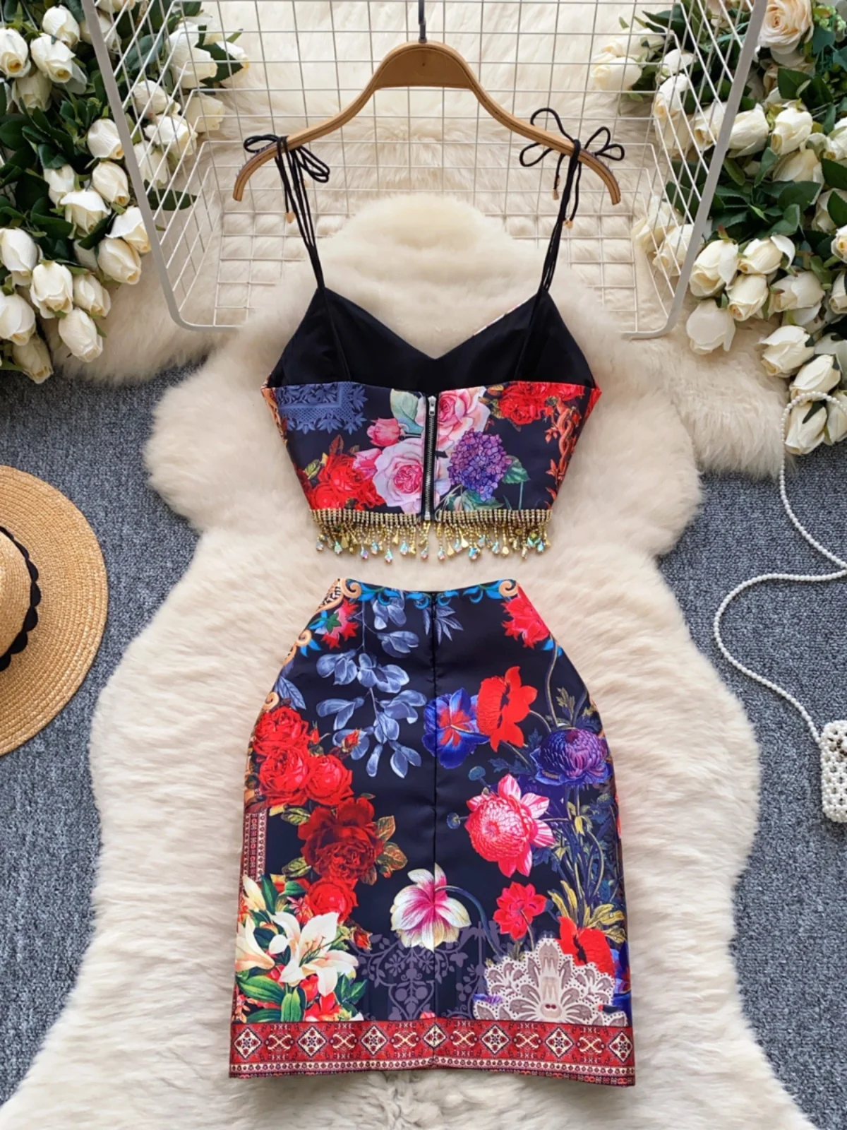

Vaion Wear, женский весенний новый топ с кисточками и принтом из бисера, облегающая юбка с высокой талией, комплект Faion для детей 8-25 лет
