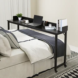 Homfa 70.8'' Overbed Table with Wheels for Full/Queen Size Bed Frame, Mobile Computer Desk Standing Workstation Laptop Cart