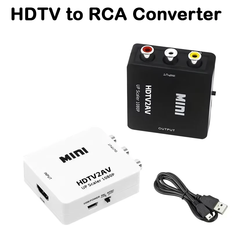 HDTV To AV RCA Adapter HDMI Converter MINI Box RCA AV CVSB LR Video Composite AV Scaler Converter For PC HDTV Projector