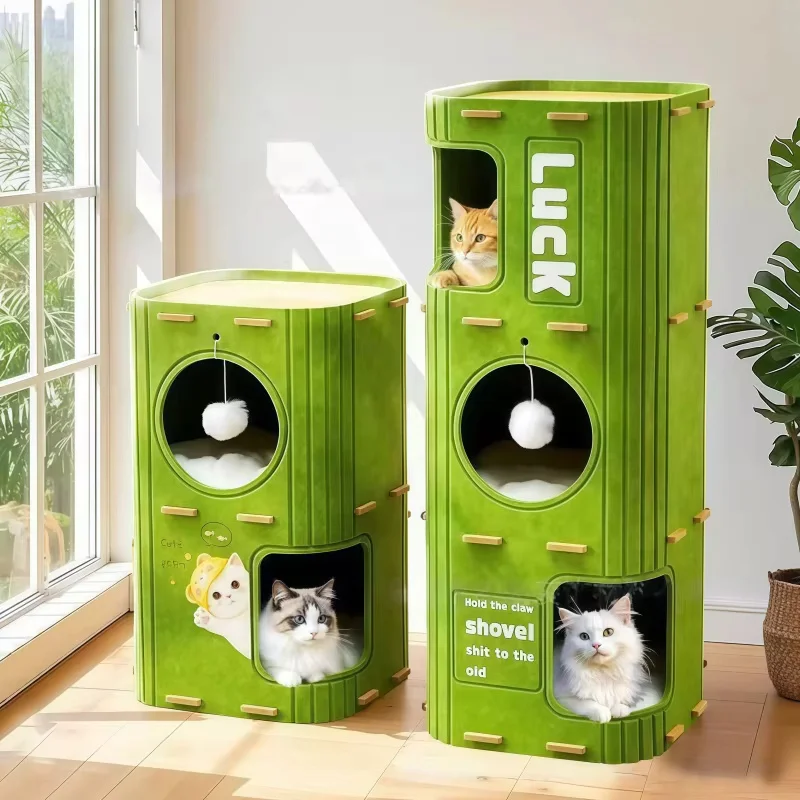 Multi Tiered Enclosed Cat Bed Cozy Safety Cat Nest Climbing Frame Perch All Cat Breeds Indoor Warm Toys Play Nap Soft Pet House
