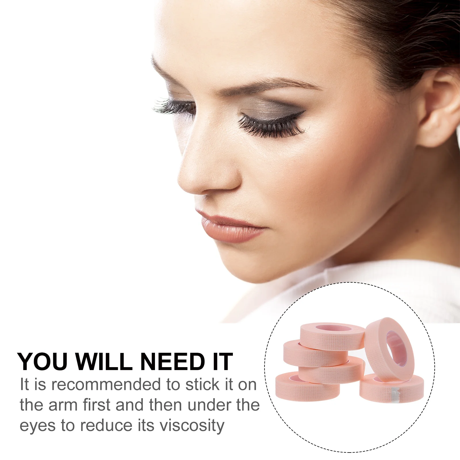 

6 Rolls Pink Eyelash Tape Breathable Gentle Adhesive for Lash Extension Grafting Eyelid Lift Brow Shaping Fabric Tapes