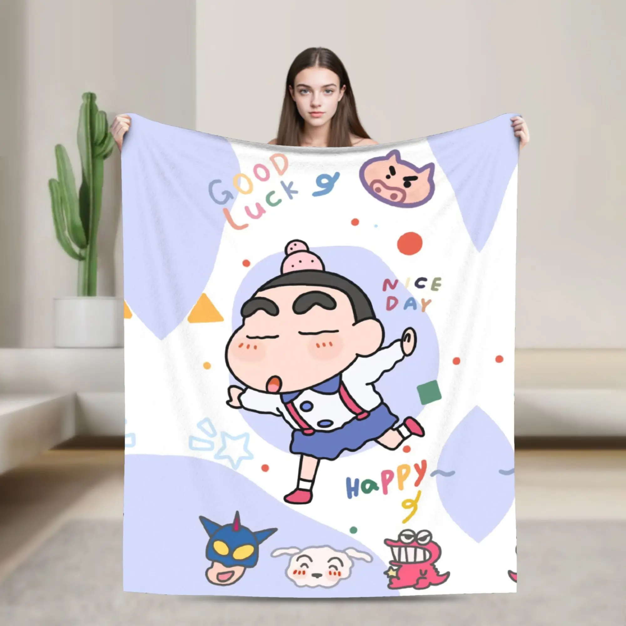 

Crayon Shin-chan Christmas Warm Soft Blanket Picnic Plush Throw Blanket Aesthetic Outdoor Flannel Bedspread Sofa Bed Cover