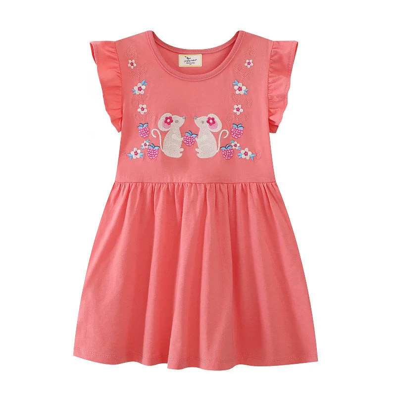 Jumping Meters 2-7T Mouse Summer Party Girls Dresses Princess Fly Sleeve Children Clothing Birthday Wedding Baby Frocks Costume