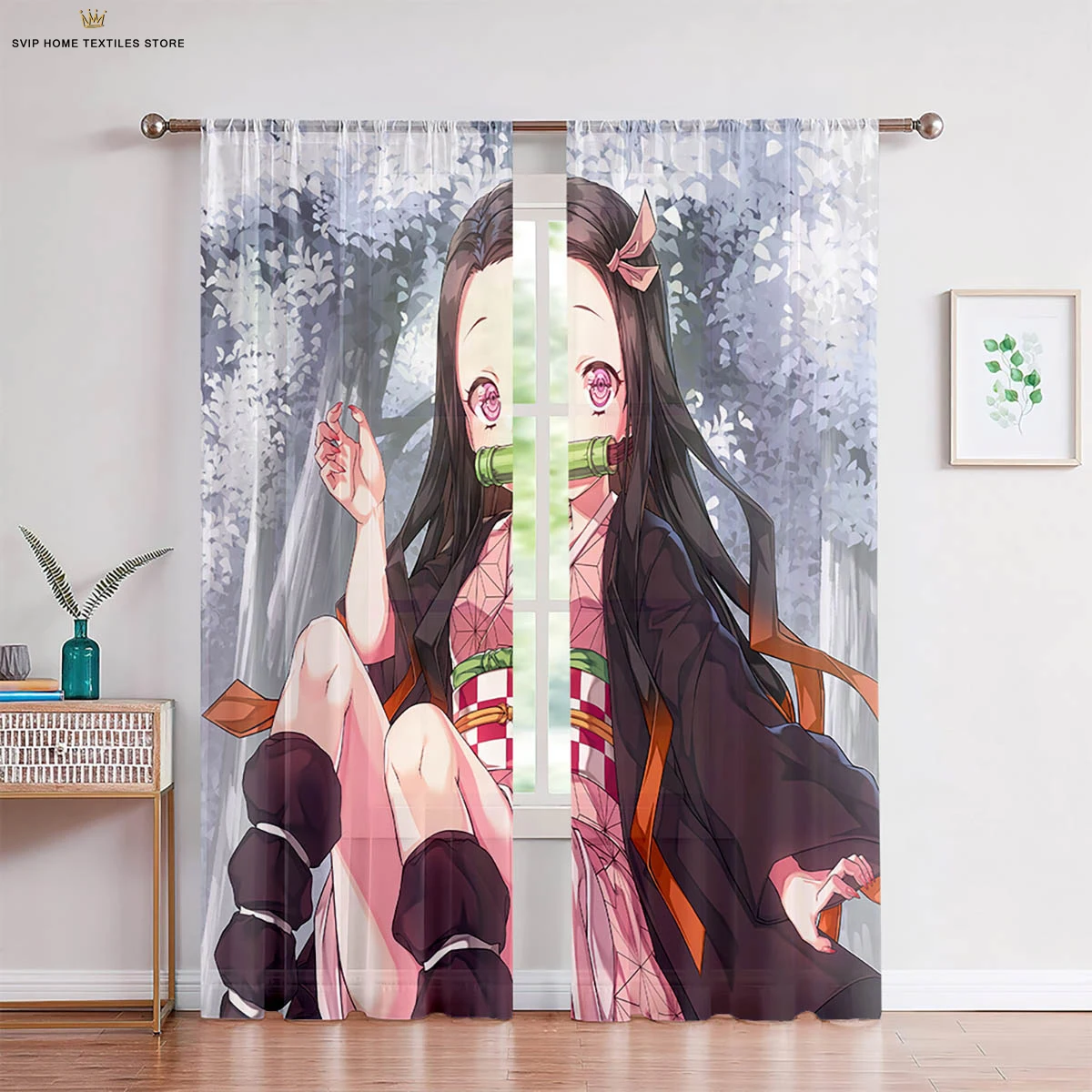 Hot-Blooded Japanese Comics Printed Curtains, Suitable for Bedroom, Dormitory, Living Room, Study Room, Decorative Curtains