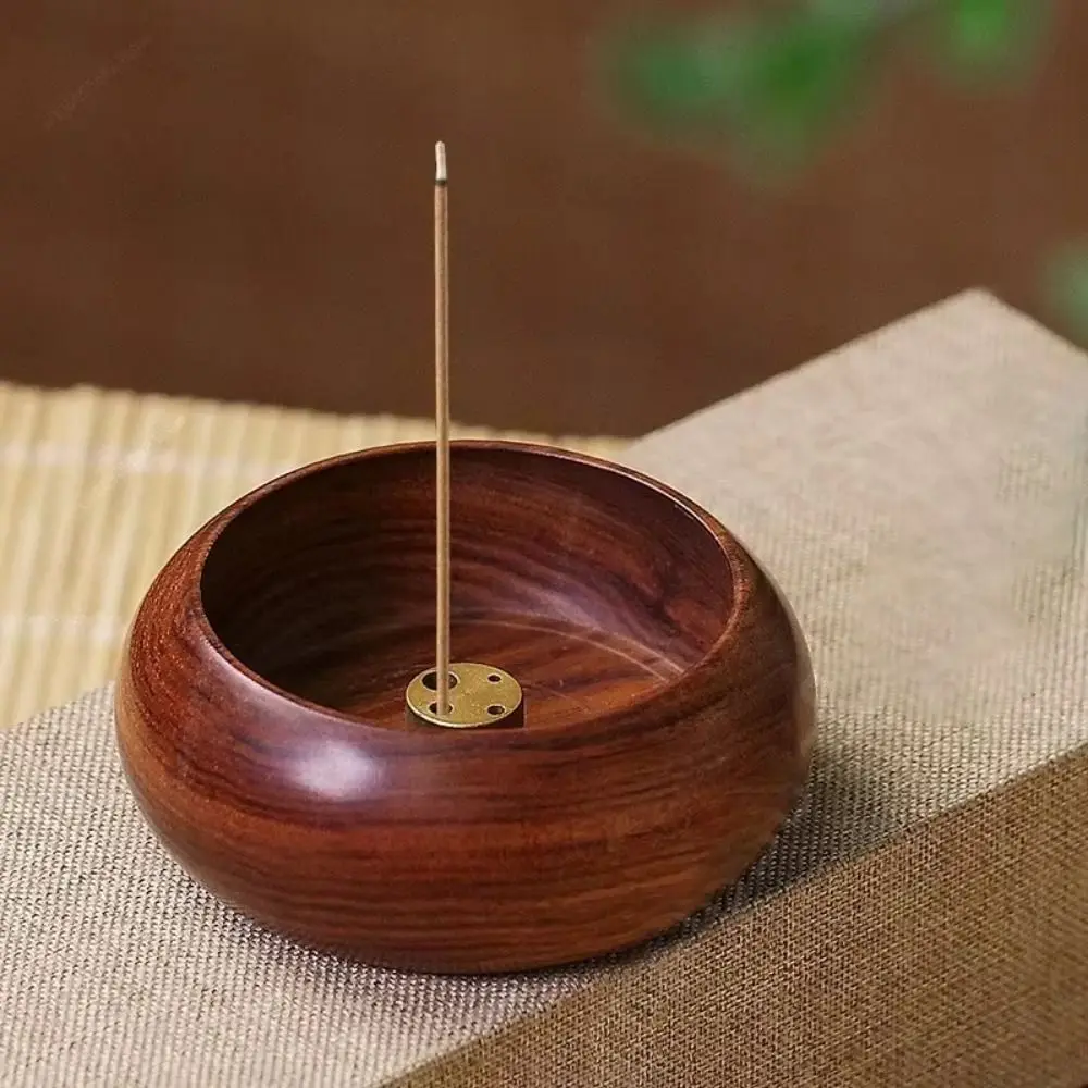 Wooden Mini Incense Holder Bowl Type 4 Holes Incense Burner Stick Holder Smell Aromatic Rosewood Bowl Shape Censer