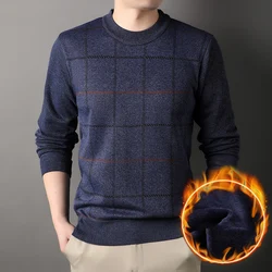 Round Necked Sweater for Men with Plush Insulation and Inner Layer for Men with Bottom Layer Men's Autumn and Winter Black Knit