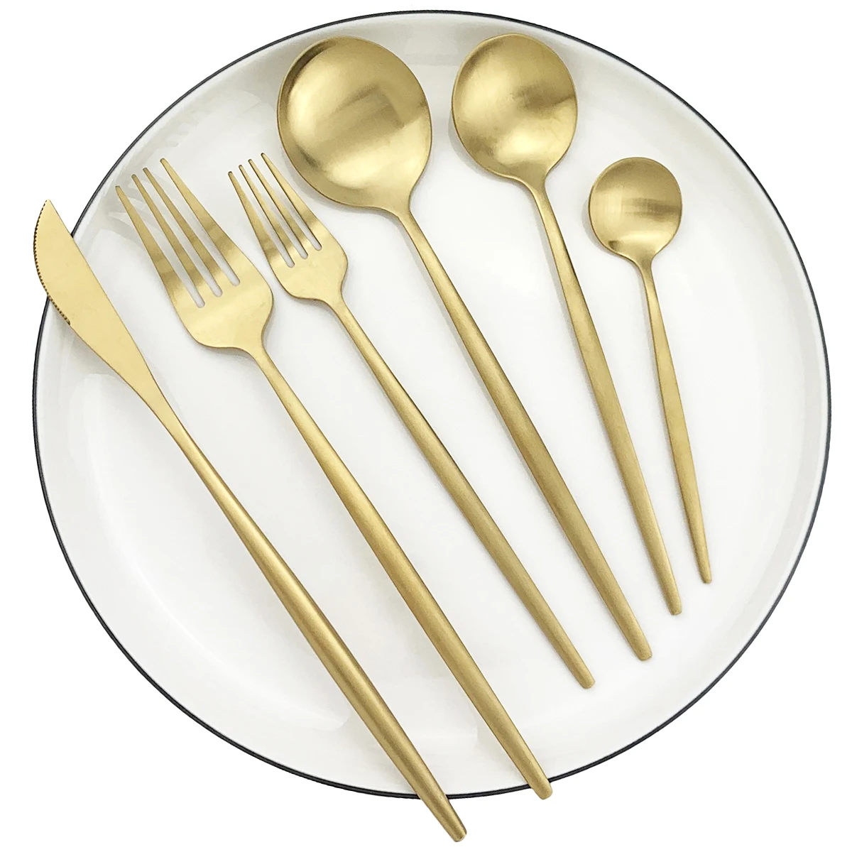 36/48Pcs Rainbow Dinnerware Set Knife Fork Spoon Flatware 304 Stainless Steel Tableware Silverware Matte Kitchen Cutlery Set