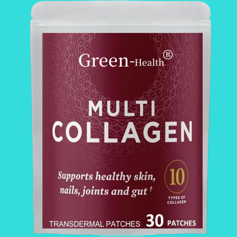 30 Patches Collagen Peptides Transdermal Patches Types I, II, II, V & X, Supports Healthy Skin and Nails, Gut Health and Joints