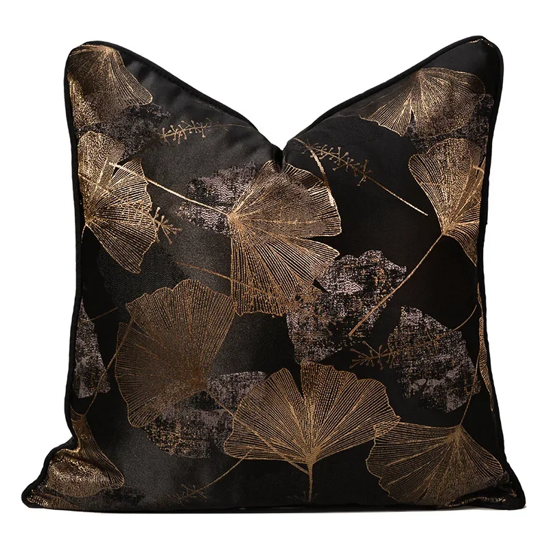 Design Luxury Decorative Cushion Cover for Sofa Throw Ginkgo Leaf Embroidered Pillowcase for Home Hotel Living Room