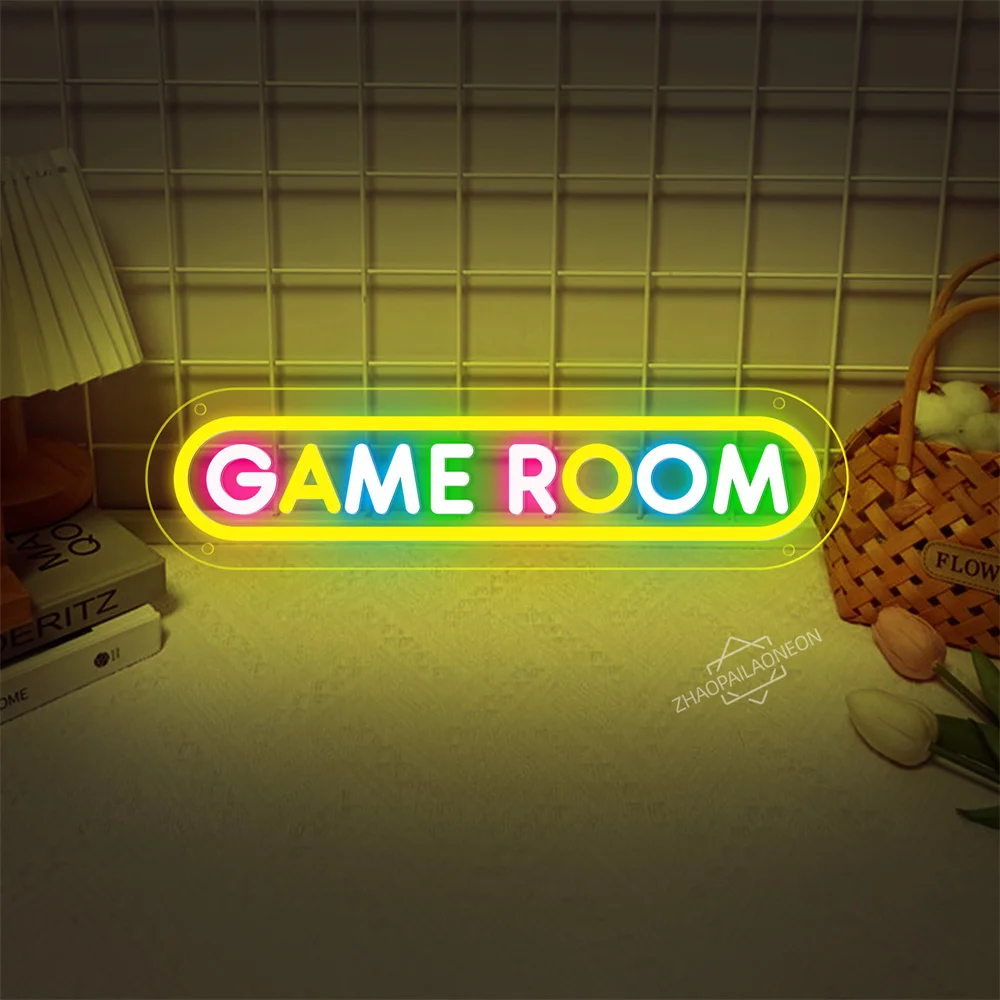โซนเกมป้ายนีออนห้องเล่นเกม LED Neon Light ป้ายห้องนอนของขวัญวันเกิดสําหรับ Gamer เด็กเด็กวัยรุ่นวิดีโอเกม Neon
