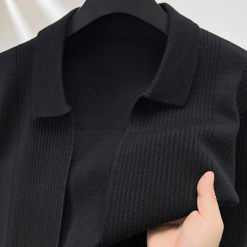 

Роскошное качество, мужской вязаный кардиган с v-образным вырезом и карманами, простое пальто с длинными рукавами, осеннее универсальное модное повседневное трендовое мужское пальто
