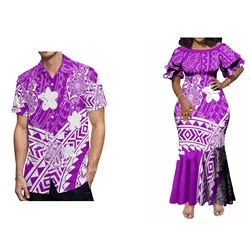 New Design Customized Polynesian Tribal Double Layered Ruffle Sleeve Fishtail Party Dress Plus Size Women Elegant Mermaid Dress