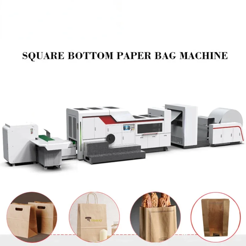 High Performance Fully Automatic Paper Bag Making Machine Online Printing Kraft Paper Bag Shopping Bags Making Machine for Sale