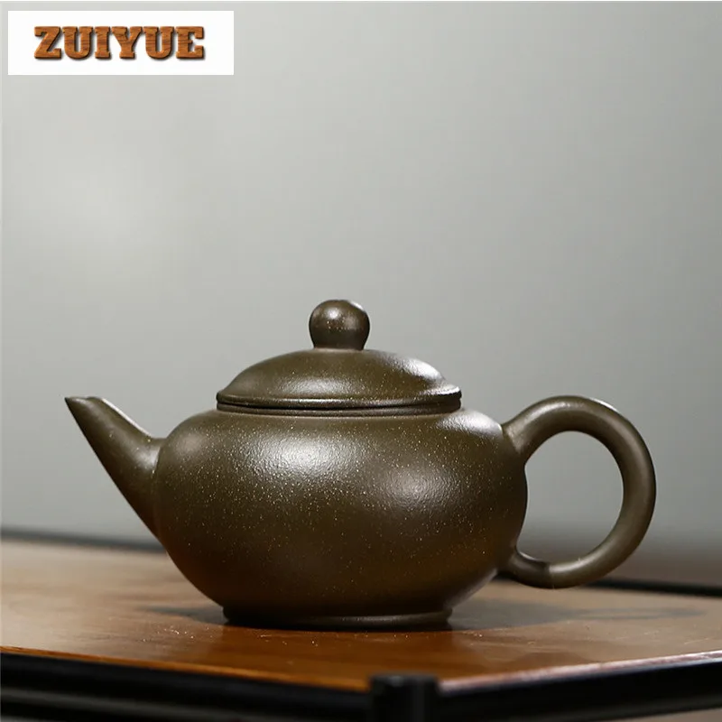 90ml Elegant Yixing Purple Clay Teapots Famous Artists Handmade Horizontal Pot Raw Ore Pea Green Mud Kettle Zisha Tea Set Craft