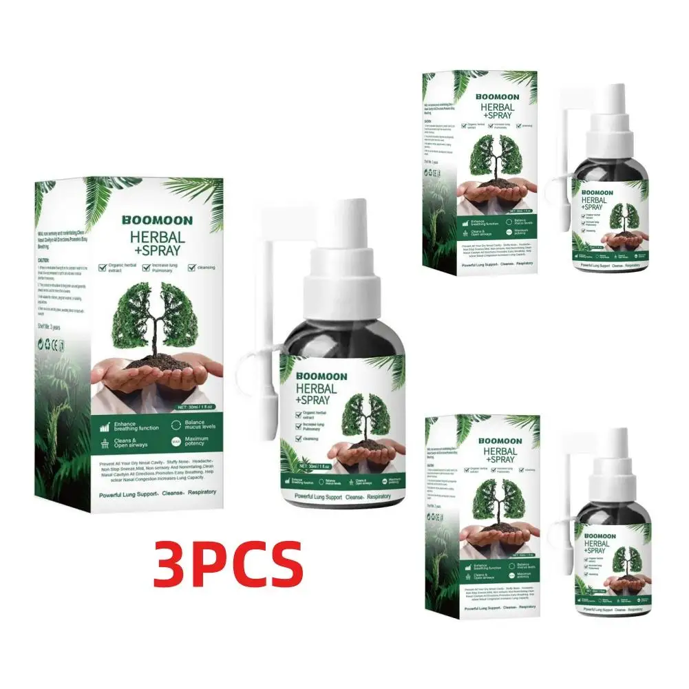 3pcs Herbal Lung Cleanse Spray Mist-Powerful Lung Support Clean Inflammation Relieve Spray Herbal Sore Quit Smoking 30ml Throat