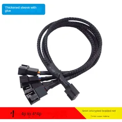 4 Pin Pwm Fan Cable 1 To 2/3/4 Ways Splitter Black Sleeved 27cm Extension Cable Connector PWM Extension Cables
