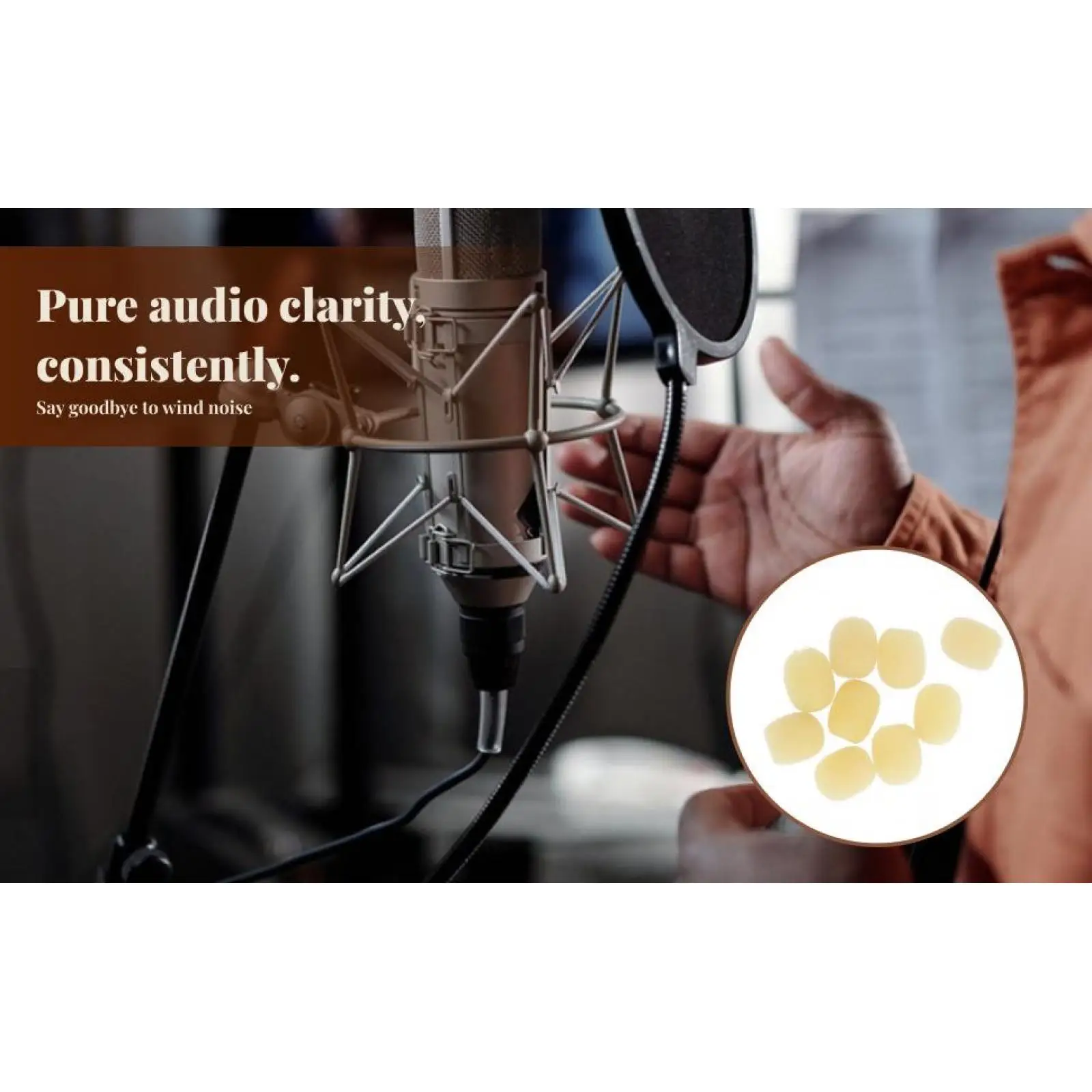 Microphone Shield Noise Reduction Sponge Windscreen Cover Foam Protector for Studio Recording Speech Outdoor Use