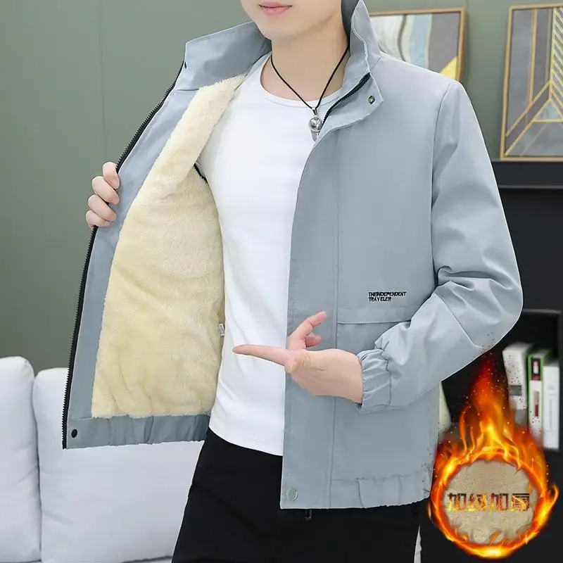 

Men's Fce Lined Jaet Thiened Autumn Winter Faion Streetwear Sle Warmth Outerwear Casual Long Sve Zipper Closure