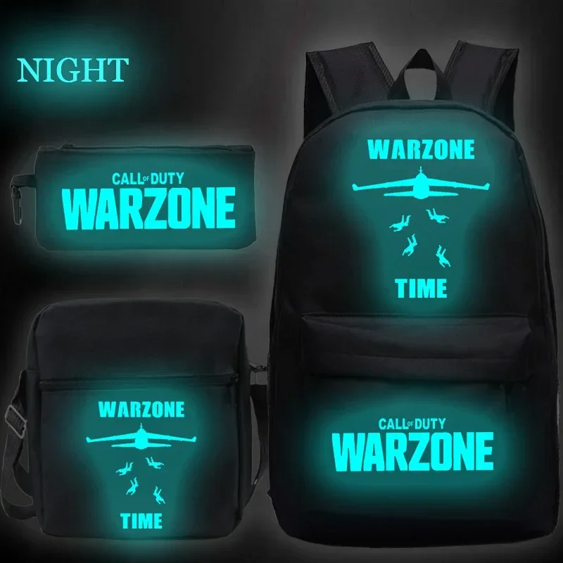 3 قطع/مجموعة حقيبة ظهر Call Of Duty Warzone للمدرسة والمراهقين حقيبة ظهر مضيئة حقيبة كمبيوتر محمول للطلاب حقائب مدرسية ذات سعة كبيرة