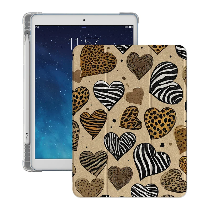 Cute Leopard Love Case For Apple iPad Air 2024 Pro 11 inch Air5/4 10.9 iPad 5/6/7/8/9 9.7 Air 3 10.2/10.5\'\' mini 6/5/4 Cover