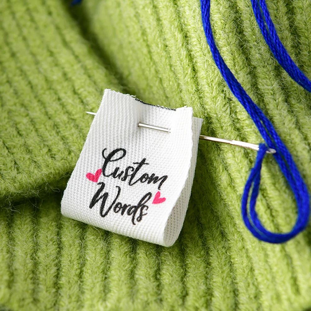

Folded Custom Cotton Twill Label 0.98"x2.36" for Knit Baby Booties Shoes – Washable Organic Cotton Tag for Handmade Baby Shoes