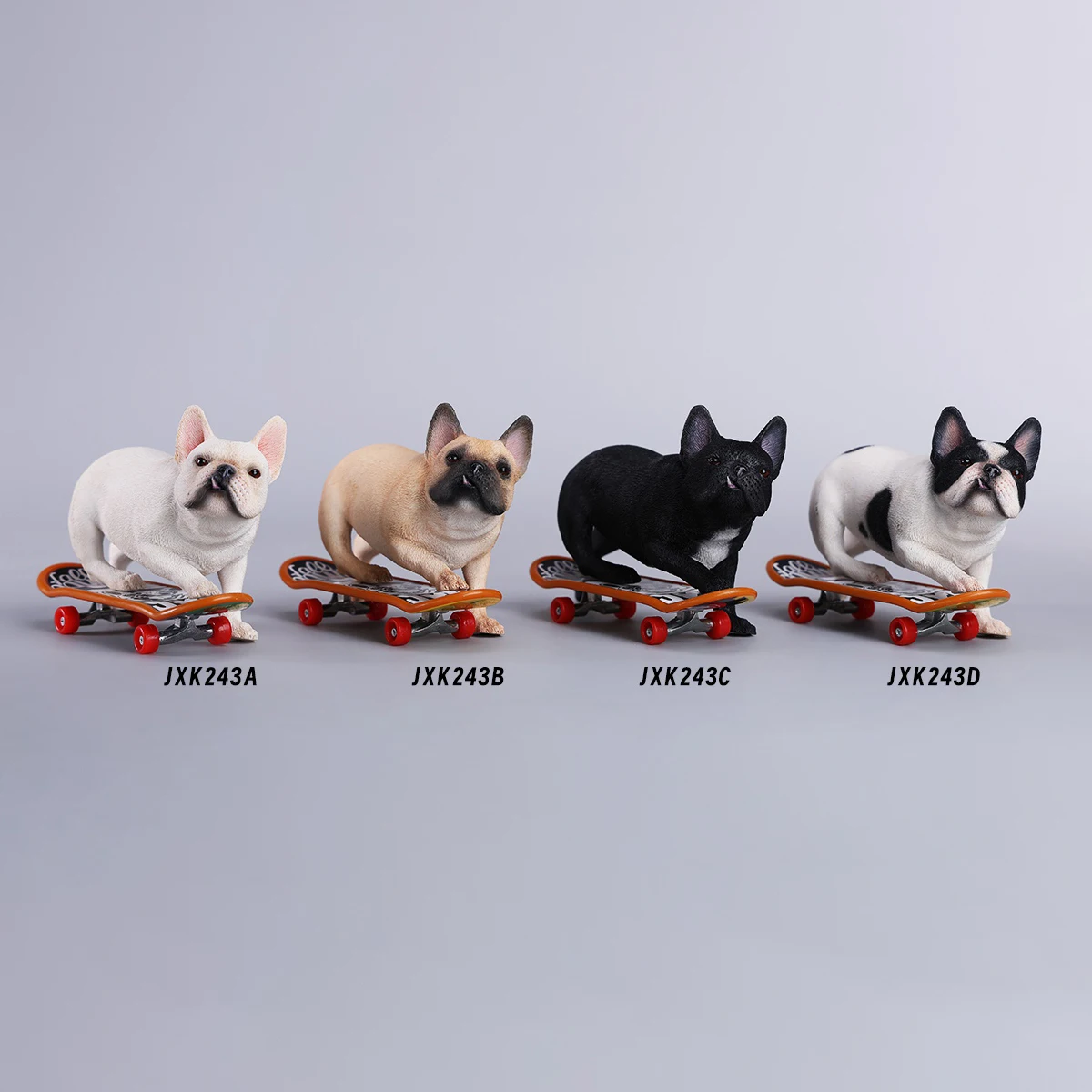 HiPlay JXK, Bulldog francese da skateboard, statuetta animale in scala 1/6 JXK243D