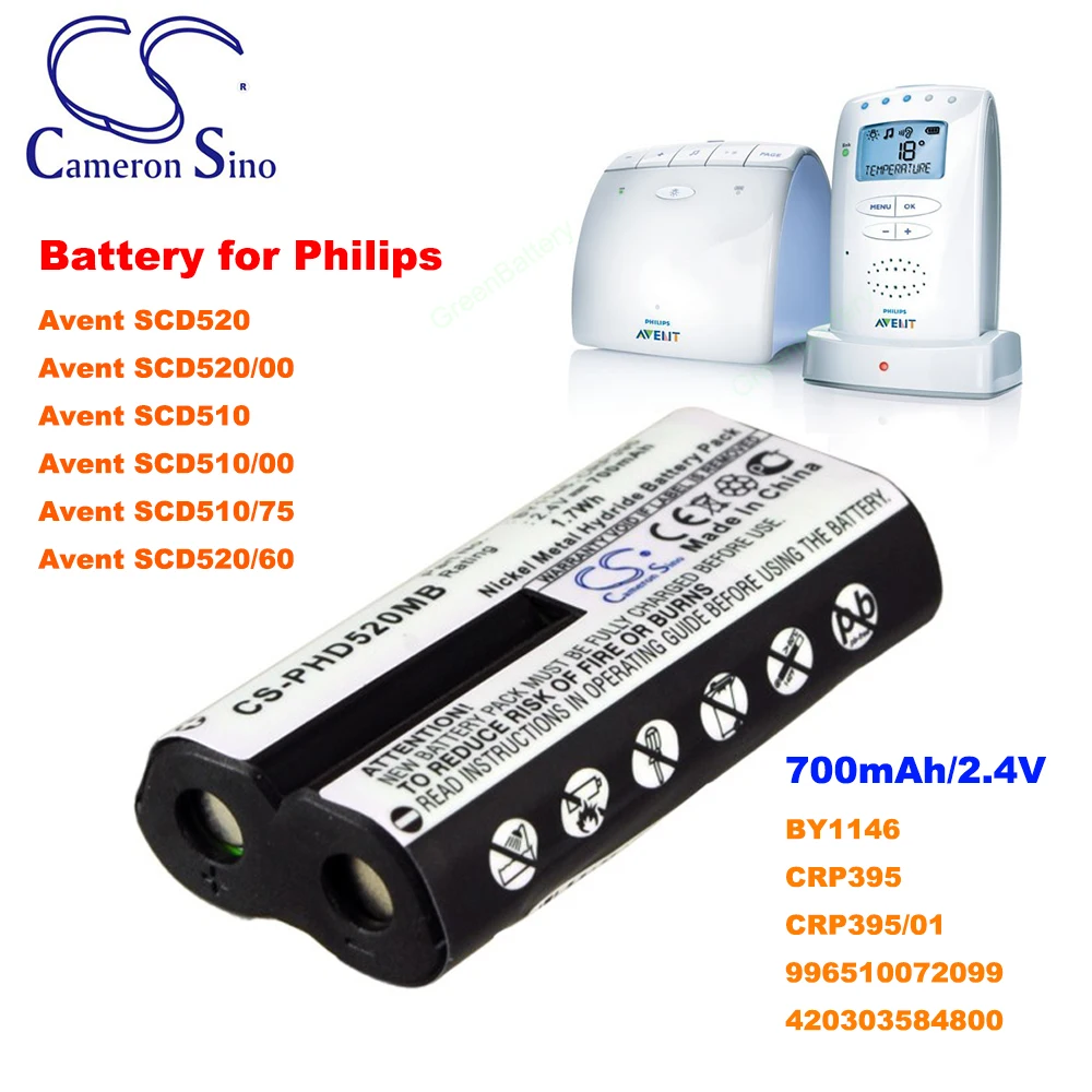 

CS BY1146 BabyPhone 700mAh Battery Philips for Avent SCD520 Avent SCD520/00 Avent SCD510 Avent SCD510/00 Avent SCD510/7