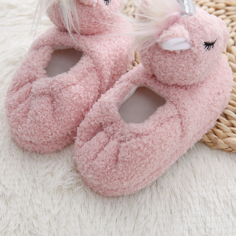 Toddler Girls Slippers Winter Warm Cartoon 3D Animal Indoor Plush House Footwear Kids Soft Rubber Sole Home Shoes Baby Boy Items