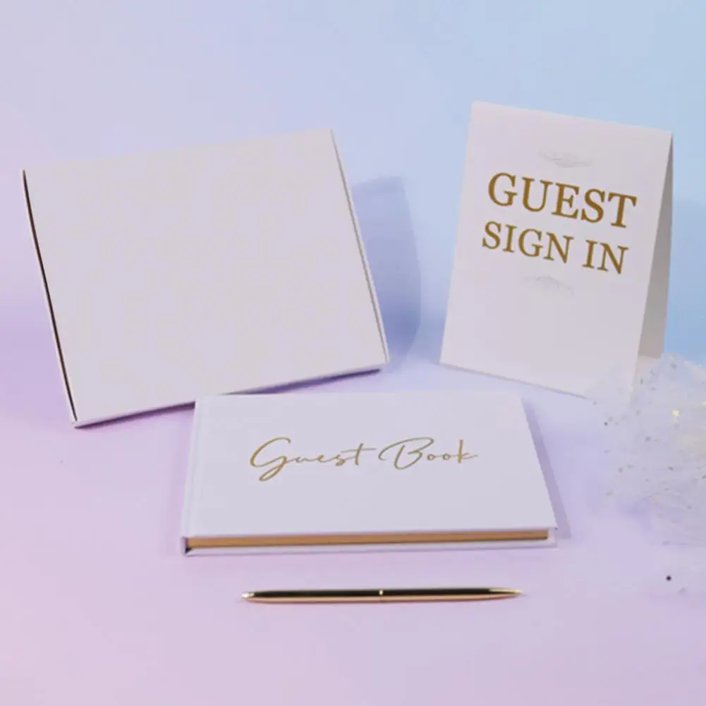 Ślubna księga gości z polaroidem eleganckim gościem weselnym przyjęcia zestaw książek prysznice dla dzieci uroczystości 50 stron pióro pudełko kartonowe