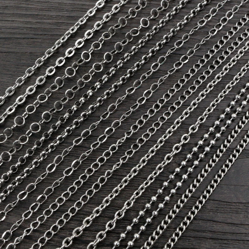 5 Meters/Lot Never Fade Stainless Steel Multi Styles Necklace Chains For DIY Jewelry Making Findings Accessories Handmade