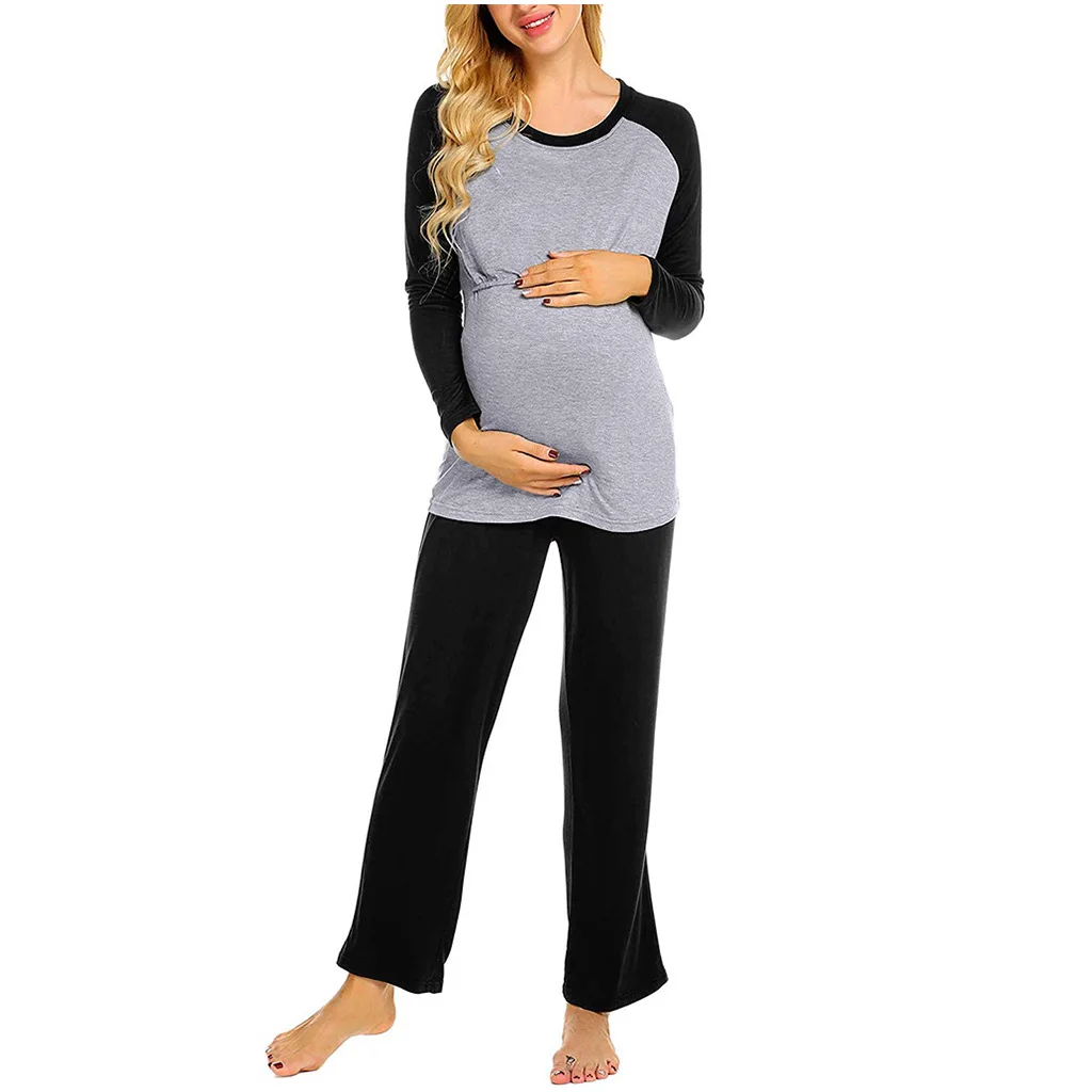 

Fashion Pregnant women's pajamas Breastfeeding Autumn Summer Maternity Clothes for Pregnant Women Postpartum Pajama Set