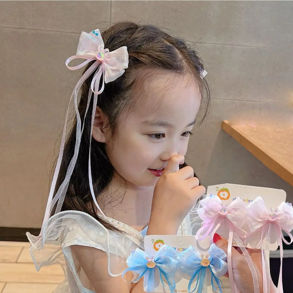 Adorable Tassel Hanfu Ornament Bow Headdress Ribbon Chinese Style Hair Clip Children Hair Accessory Girl Hairpin Headwear