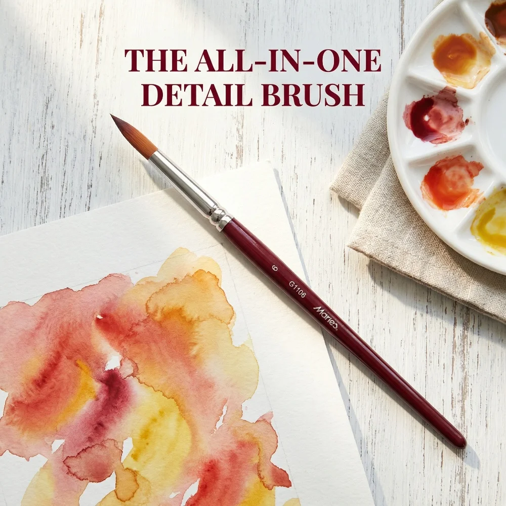 

Marie's 6Pcs Red Watercolor Brush Professional Artist Brush for Acrylic Watercolor Gouache Painting Ideal Gift for Adults Kids