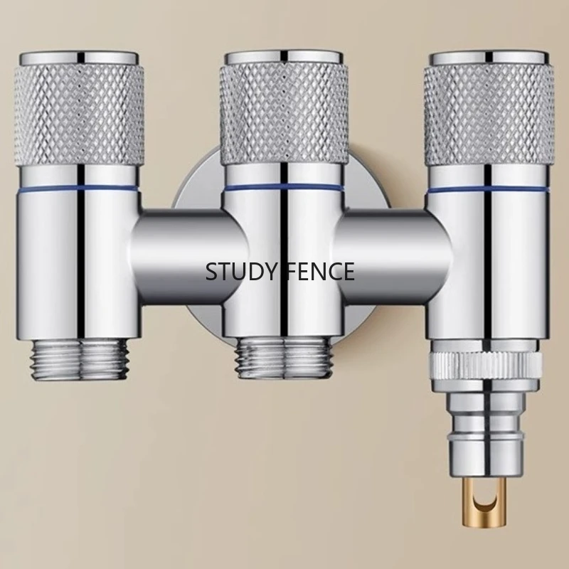 1pc Metal Three-way Angle Valve Four Way Faucet Outlet Valve Water Outlet Valve Household Hardware Accessories Kitchenware