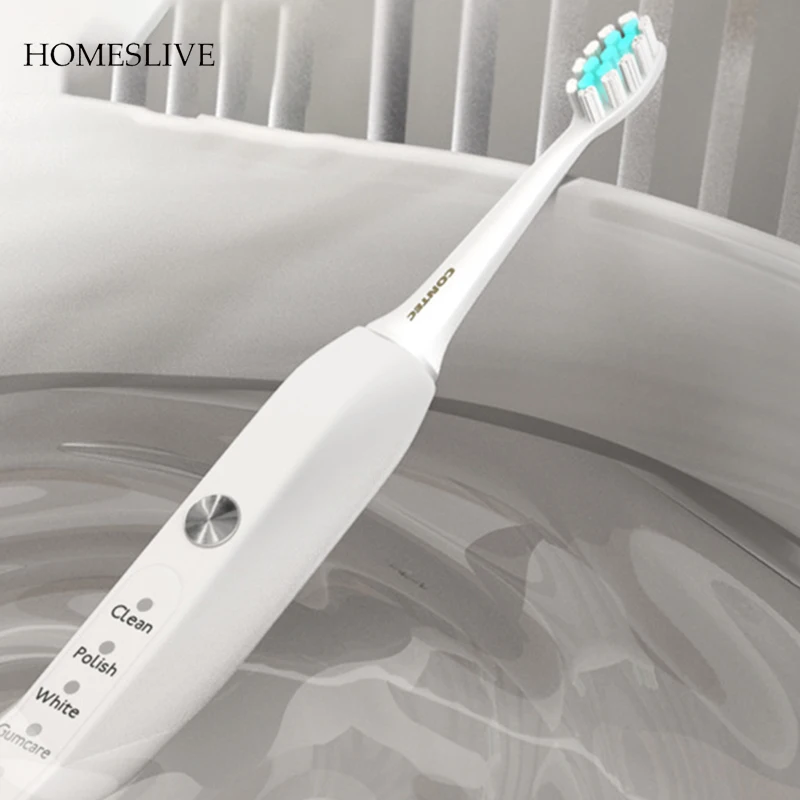 HOMESLIVE Vibrating Adult Charging Electric Toothbrush Sonic 5-mode Sets Replacement Head Waterproof Strong Cleaning Soft Toothb