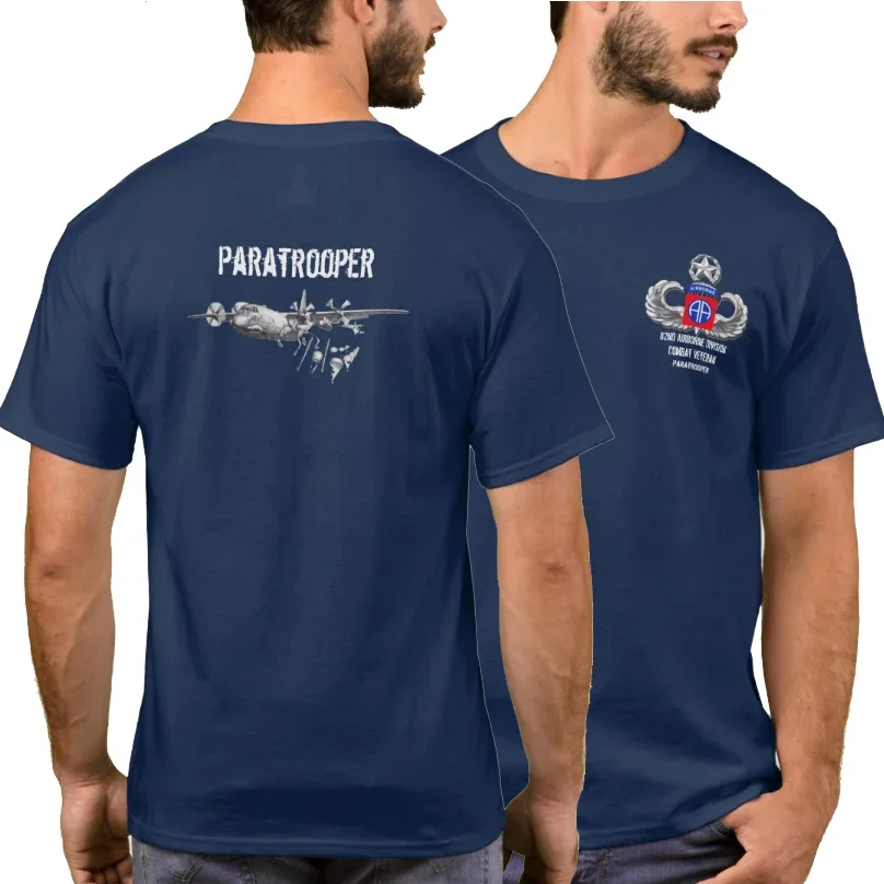 82nd Airborne Division Paratrooper Combat Veteran T-Shirt 100% Cotton O-Neck Summer Short Sleeve Casual Mens T-shirt Size S-3XL