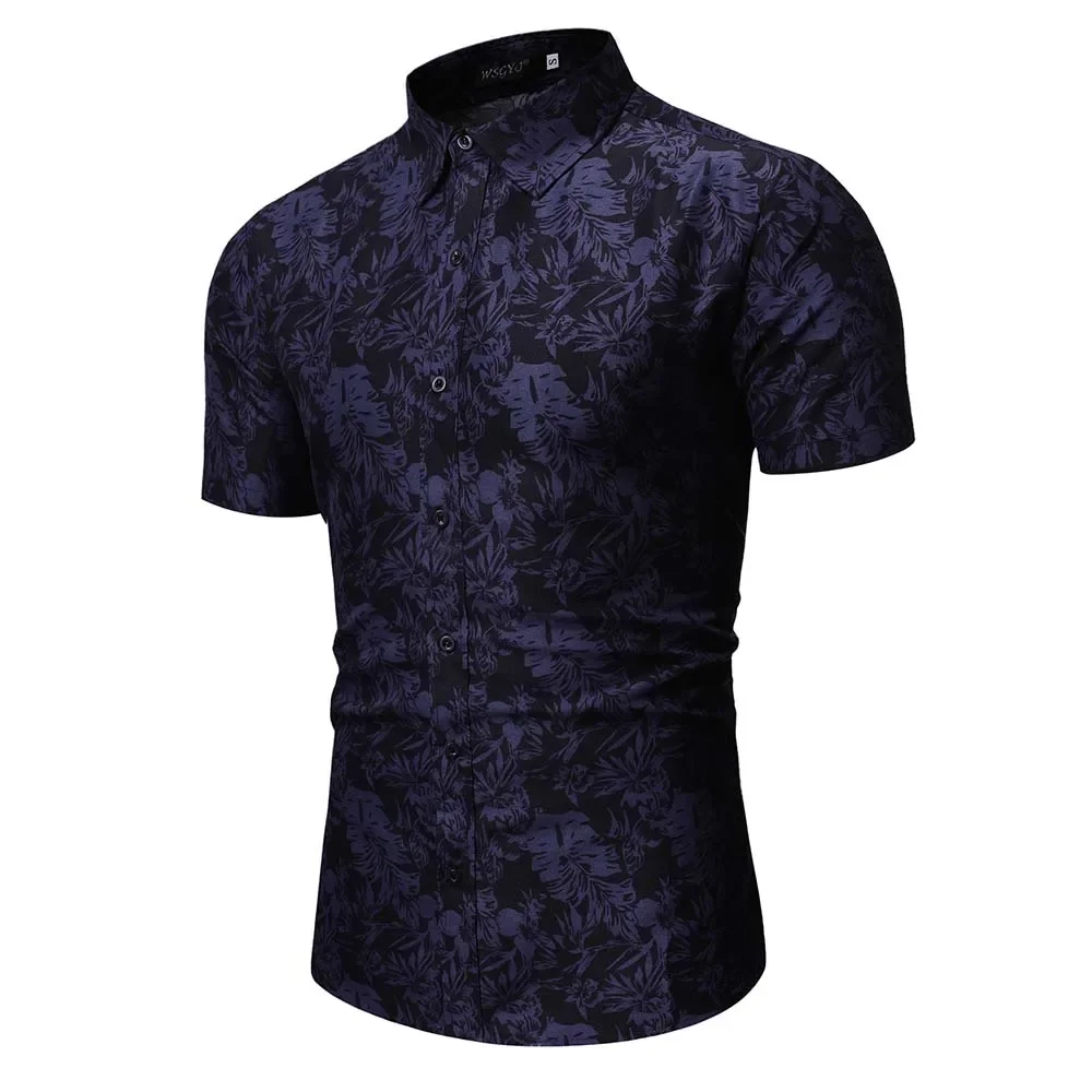 Summer New Men's Short Sleeve Shirt Print Top Korean Fashion Street Dress  Beach Tourism Designer T-shirt