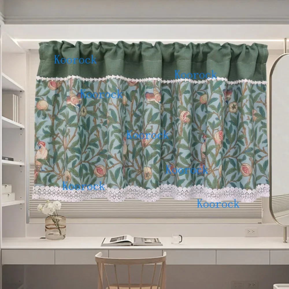 Pomegranate Bird curtain, Linen fabric curtains, semi shading, Jewish New Year Rosh Hashanah Shana Tova home textile